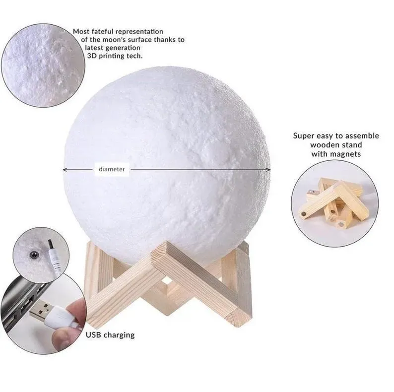 Two Colors Magic Lunar Customized Earth Lamp With Text Engraved Family Photos Lamp , Birthday Anniversary Gift (10-15cm) - MyMoonLampAu