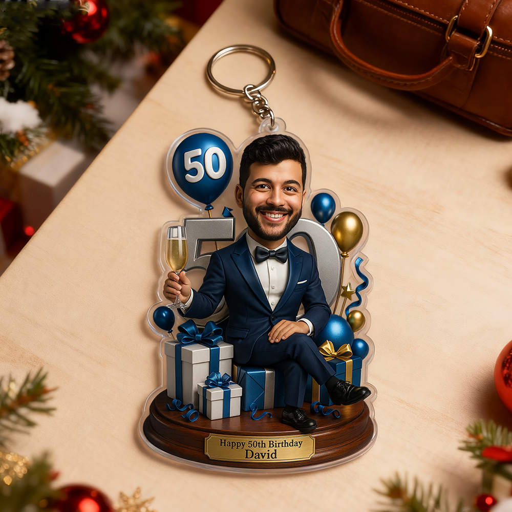 Birthday Gifts Custom Photo Women Caricature Portrait Gift Acrylic Keychain 3D Look 2D Print - MyMoonLampAu