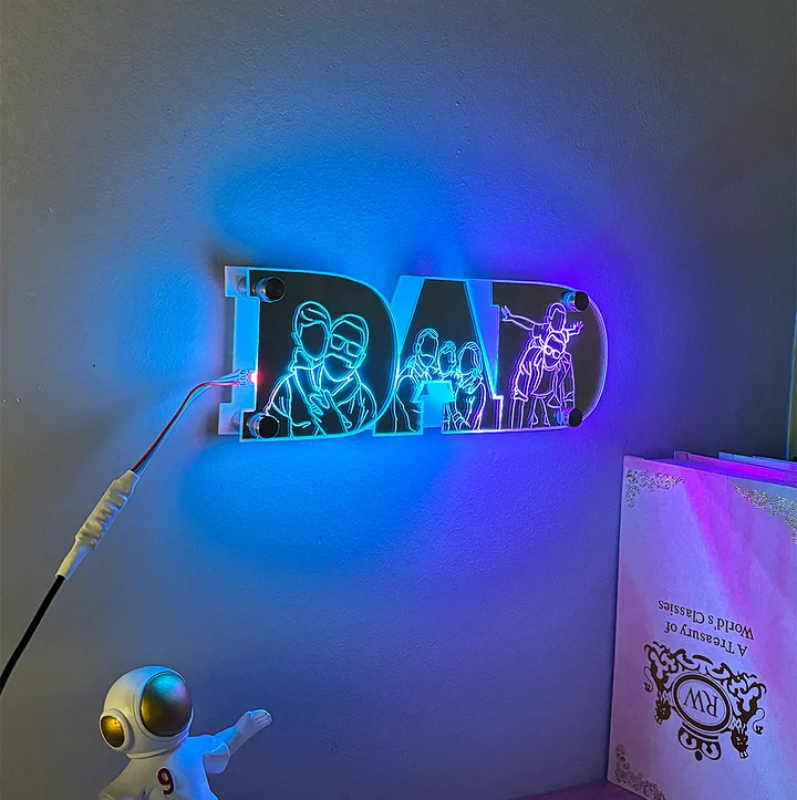 Father��s Day Gift Personalized Picture Engraving Studio Mirror Lamp - MyMoonLampAu