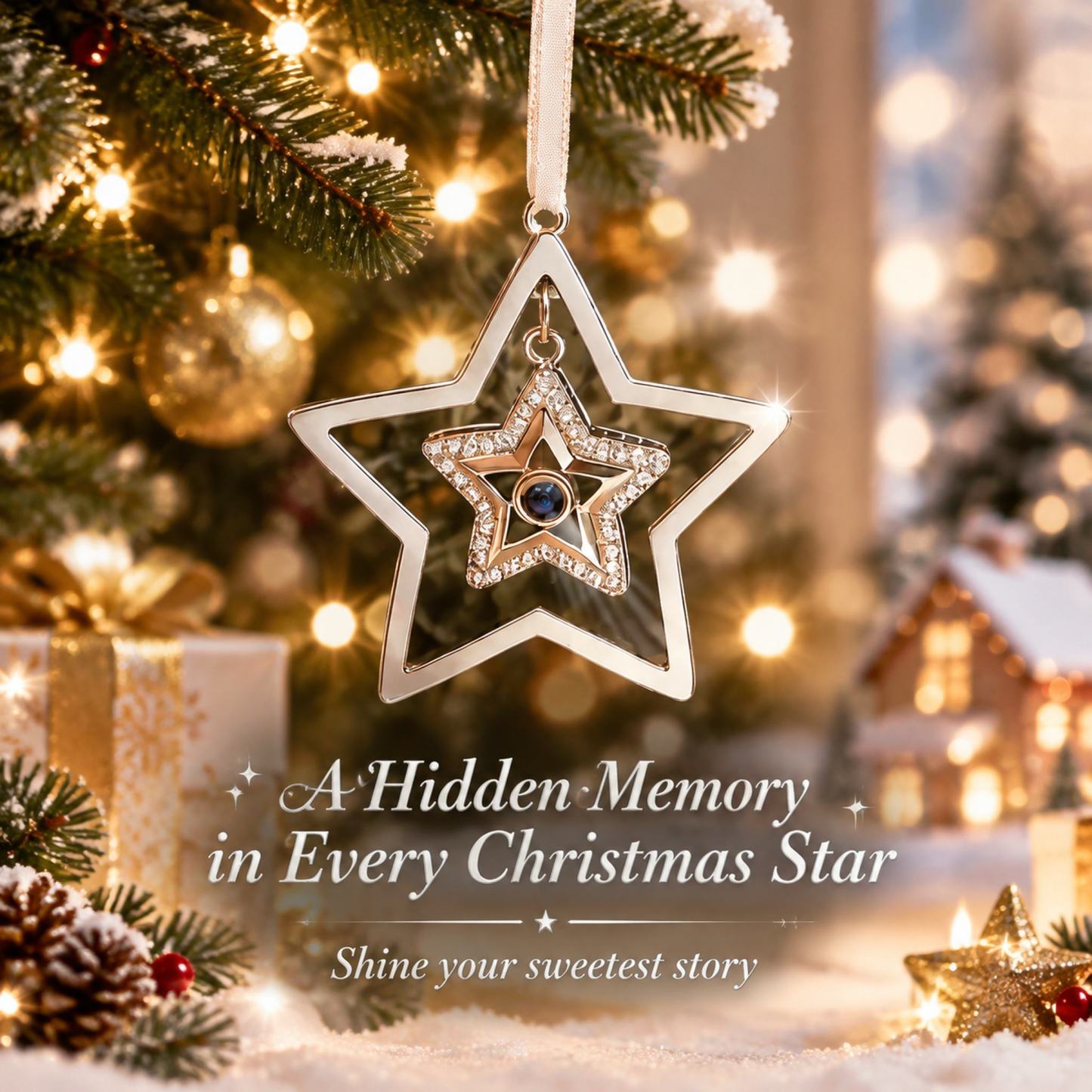 Custom Projection Photo Star Decoration, Christmas Tree Star Ornament, Christmas Photo Ornament, Baby's First Christmas Decoration for Gift Giving - MyMoonLampAu