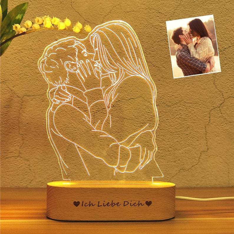 Gifts for Him Photo Lamp LED light Engraved Portrait Night Light