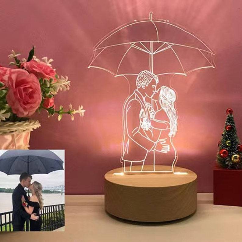 Gifts for Him Photo Lamp LED light Engraved Portrait Night Light