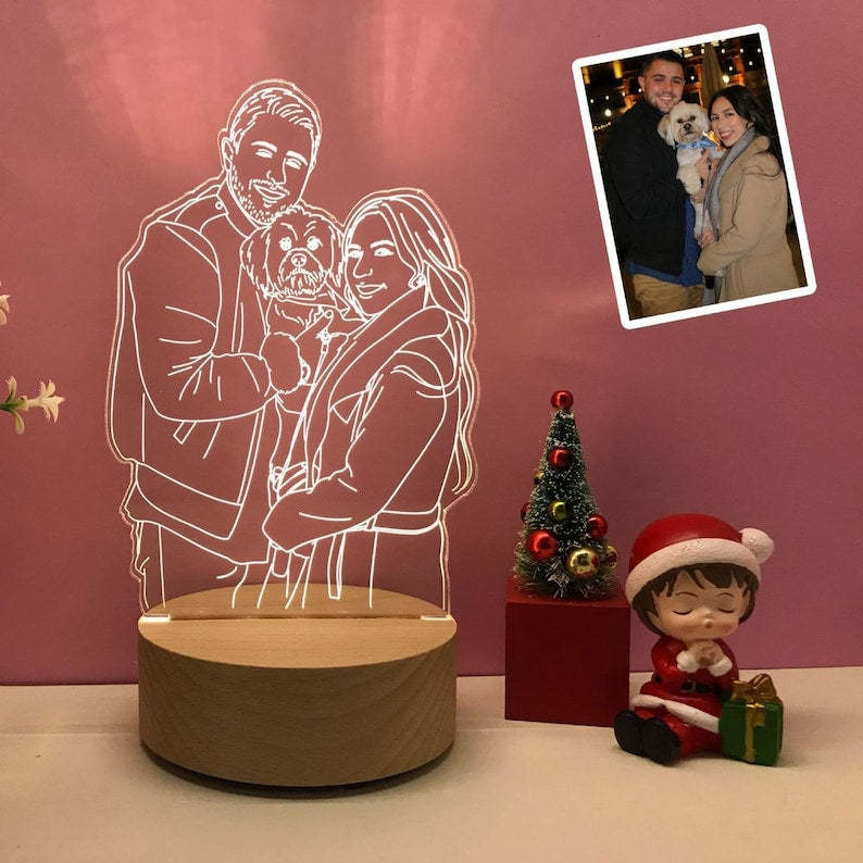 Gifts for Him Photo Lamp LED light Engraved Portrait Night Light