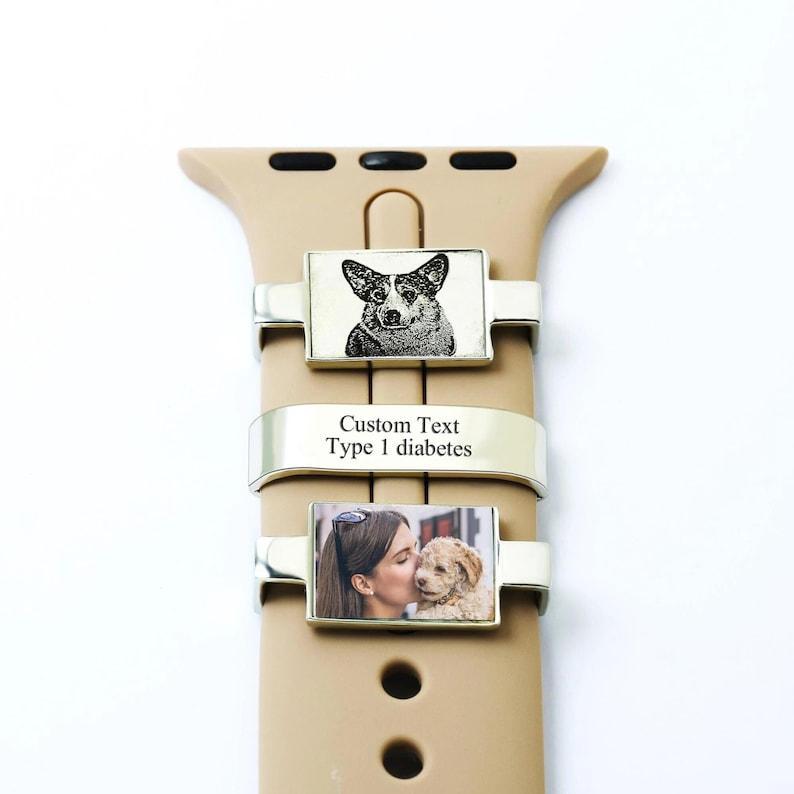 Personalized Watch Band Charm, Custom Photo Smart Watch Charm, Customized Picture Watch Strap Charm, Engraved Smart Watch Accessory