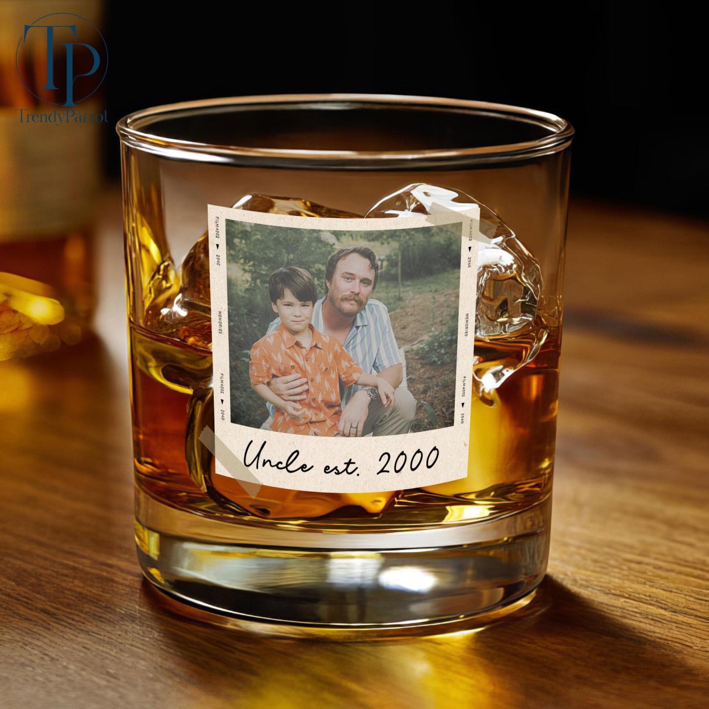 Dad Gifts, Gifts For Dad, Custom Photo Dad Est Whiskey Glass, Grandpa Gift, Dad Glass, Gifts For Him, Portrait Photo Grandpa Glass, New Dad - MyMoonLampAu