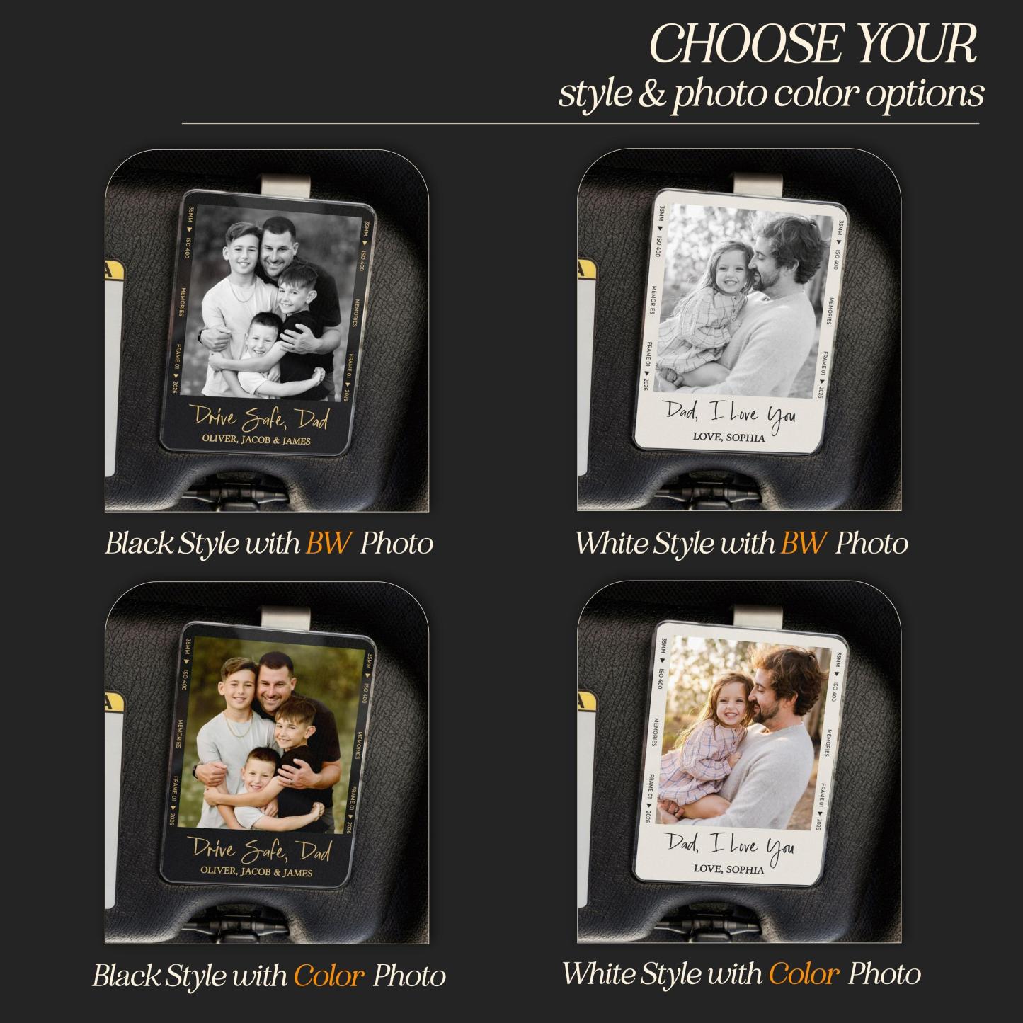 Personalized Gift For Dad, Custom Photo Car Visor Clip, Drive Safe Daddy, 1st Fathers Day Gift For Husband, Baby Photo Car Sun Visor - MyMoonLampAu