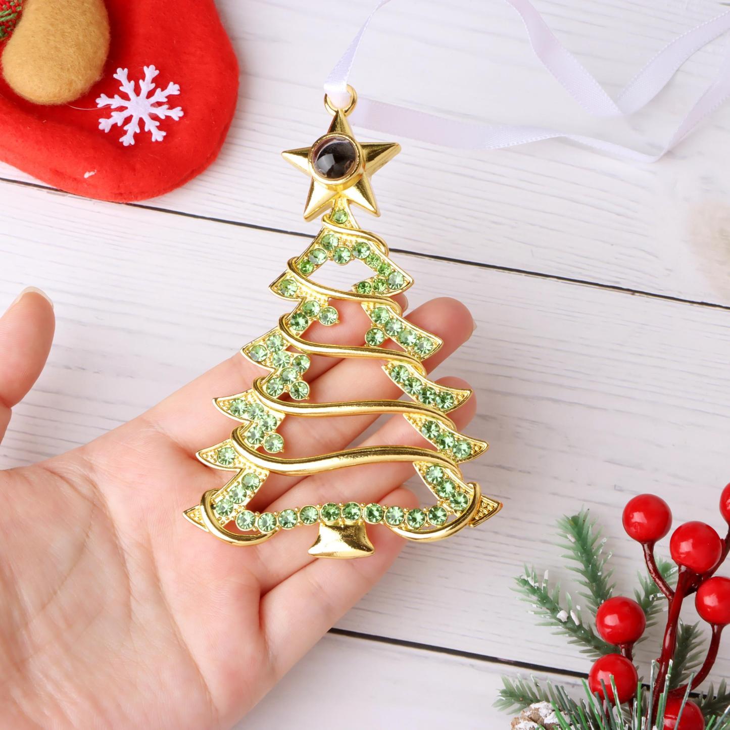 Personalized Christmas Tree Ornament with Photo Projection, Memorial Gift for Family & Pet Lovers, Holiday Tree Hanging Decor - MyMoonLampAu