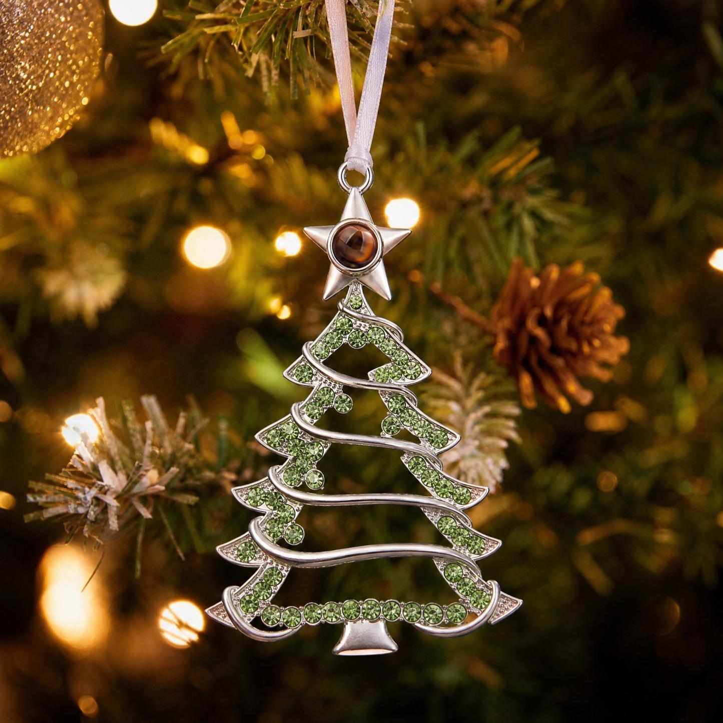 Personalized Christmas Tree Ornament with Photo Projection, Memorial Gift for Family & Pet Lovers, Holiday Tree Hanging Decor - MyMoonLampAu