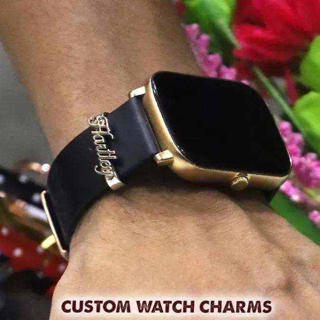 Personalized Apple Watch Charms - Watch Name Band - Watch Bar Name Charm - Rose Gold Silver Name Tag - Valentine's Day Gift - Gift for Her - MyMoonLampAu