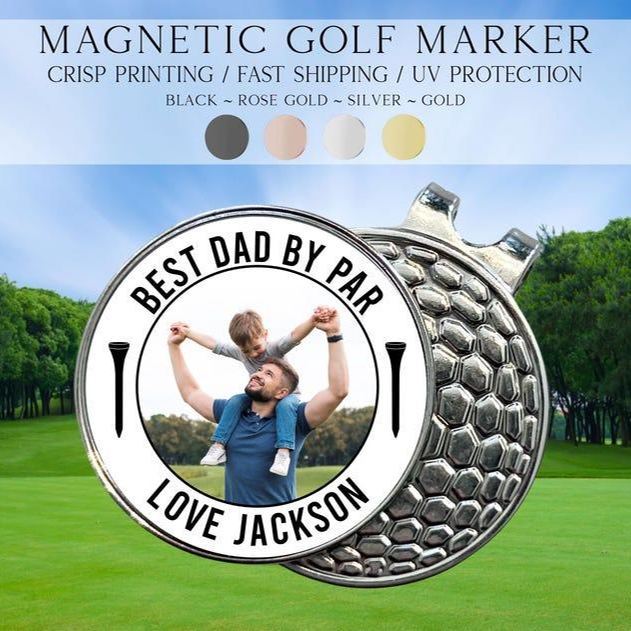 Photo Golf Marker, Best Dad By Par Golf Marker, Fathers Day Gift Ideas, Custom Golf Marker, Golfing Accessory, Personalized Golf Marker - GiftlabAU