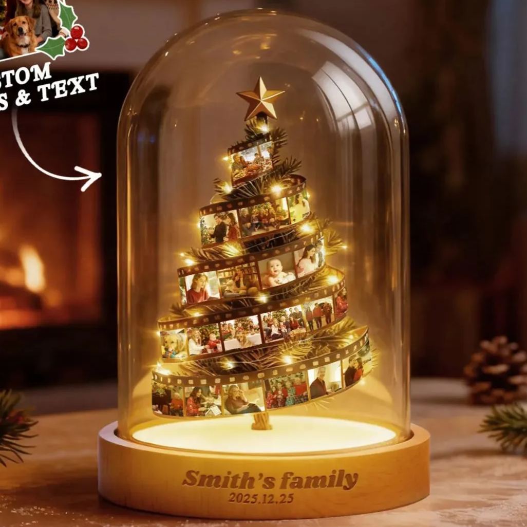 Custom Photo Film Christmas Tree Night Light Personalized Family Keepsake with Engraved Base Christmas Gift - MyMoonLampAu