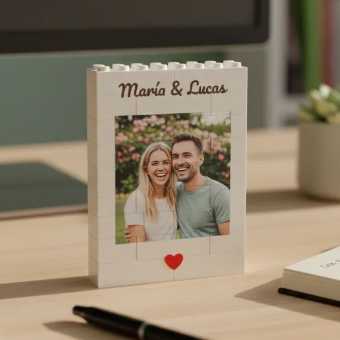 Custom Photo Brick Puzzle Frame Build Your Love, A Romantic Couple Gift for Valentines Day & Anniversaries - MyMoonLampAu