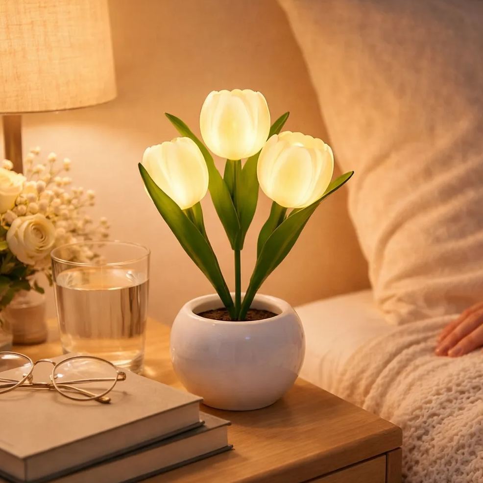 LED Tulip Night Light  Dimmable Plug-in Romantic Flower Lamp Artificial Bloom Mother’s Day Gift - MyMoonLampAu