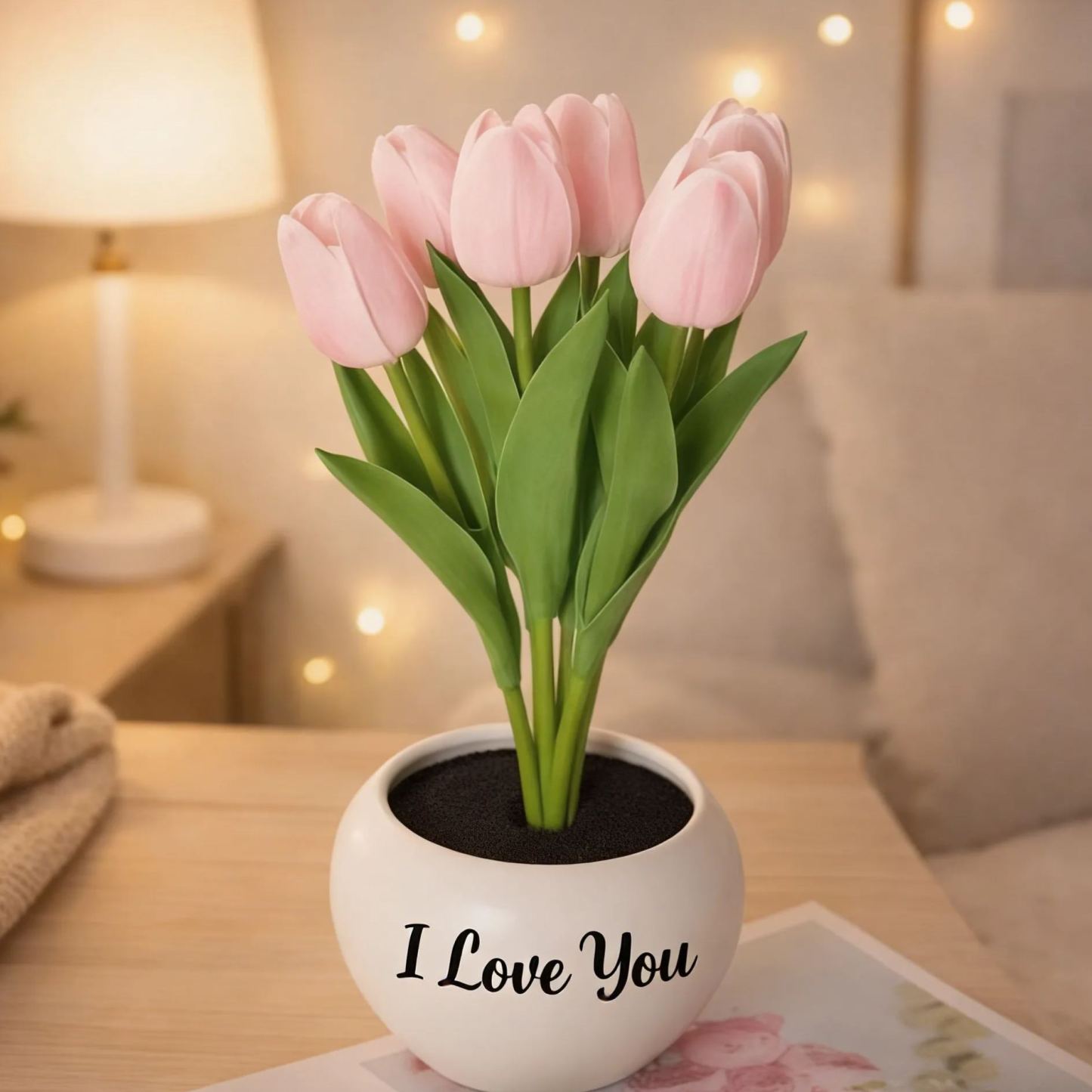 Personalized LED Tulip Night Light with 3 Power Modes Romantic Artificial Bloom Lamp, Unique Mother’s Day Gift for Mom - MyMoonLampAu