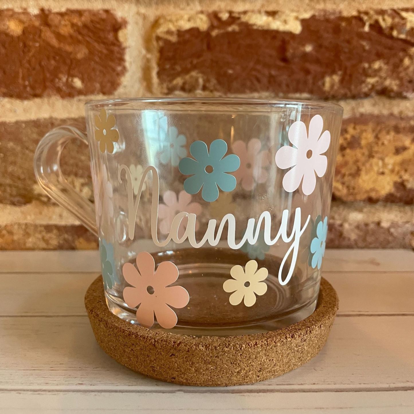 Personalised Mother’s Day mug, Mum Birthday Gift, Nanny Mug, Nana Mug, Grandma Mug, Mum Mug, Custom Mug, glass mug, glass flower mug, - MyMoonLampAu