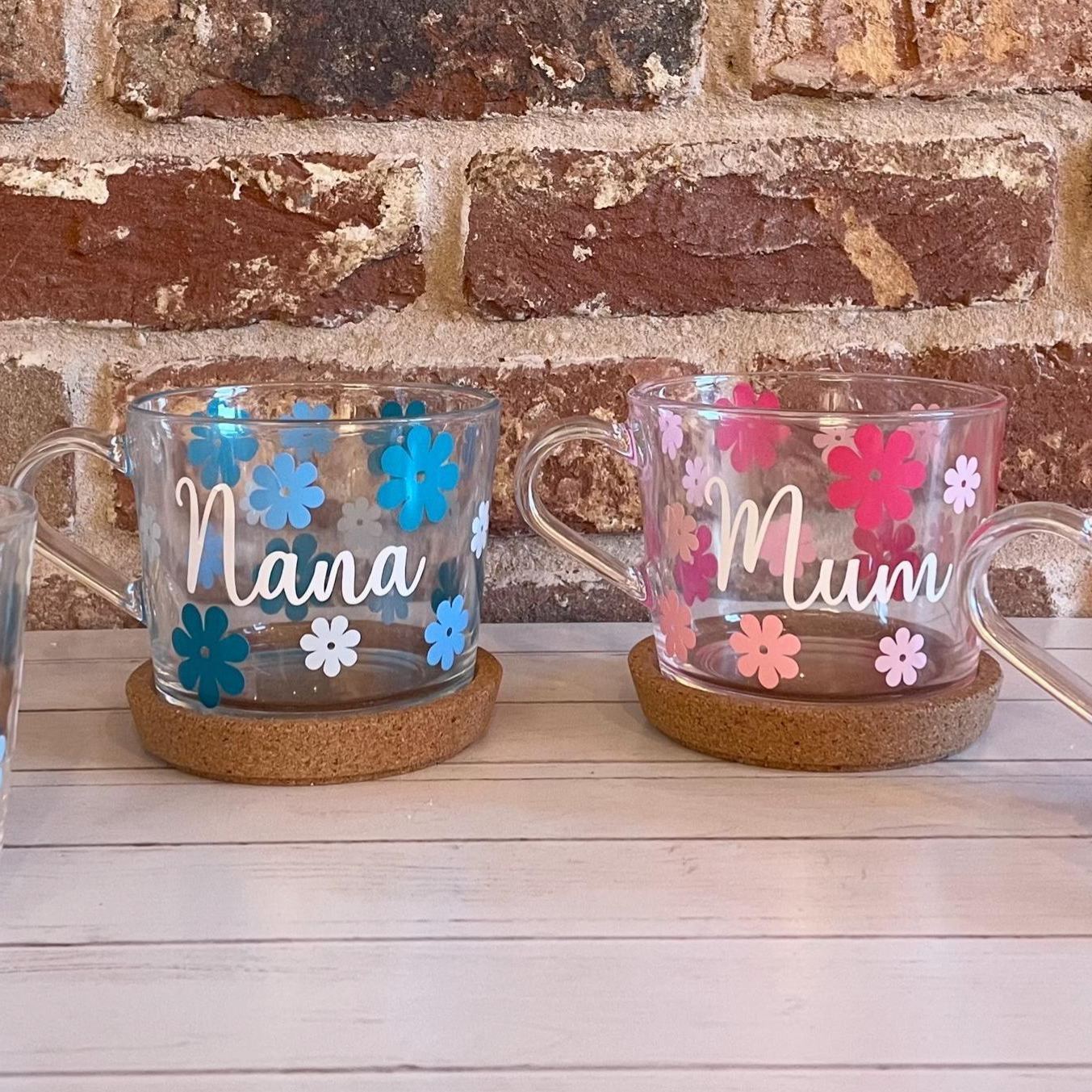 Personalised Mother’s Day mug, Mum Birthday Gift, Nanny Mug, Nana Mug, Grandma Mug, Mum Mug, Custom Mug, glass mug, glass flower mug, - MyMoonLampAu