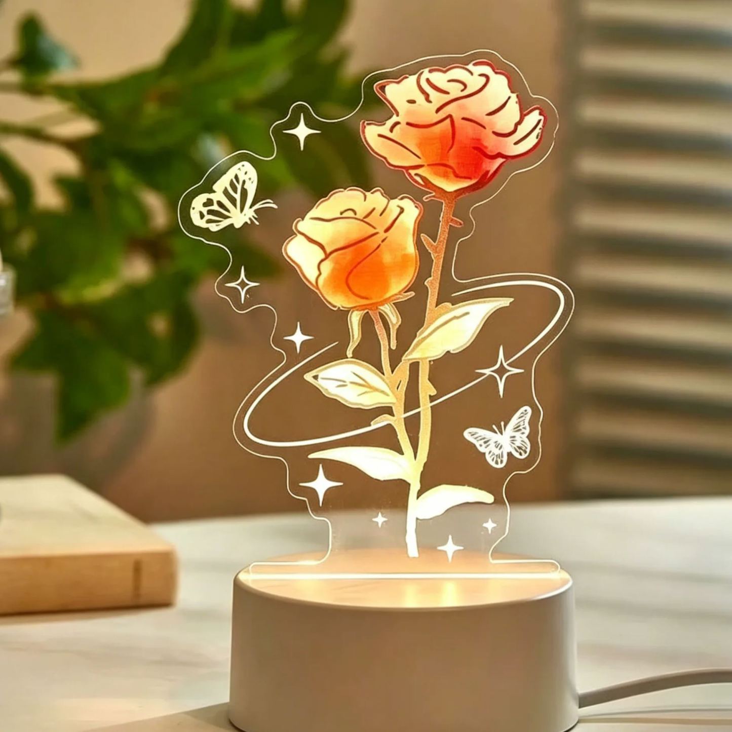 Personalized Eternal Rose Tulip Lily of the Valley LED Night Light – Mother’s Day Custom Flower Lamp Gift for Mom - MyMoonLampAu