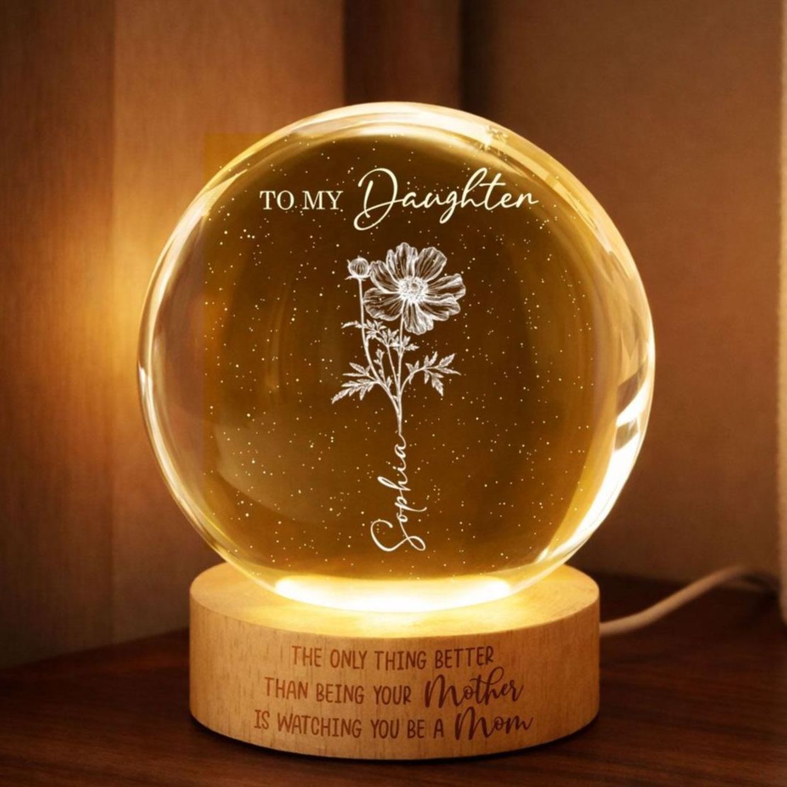 Watching You Be a Mom - Personalized Crystal Ball LED Night Light - Mother's Day Gift for Daughter - MyMoonLampAu