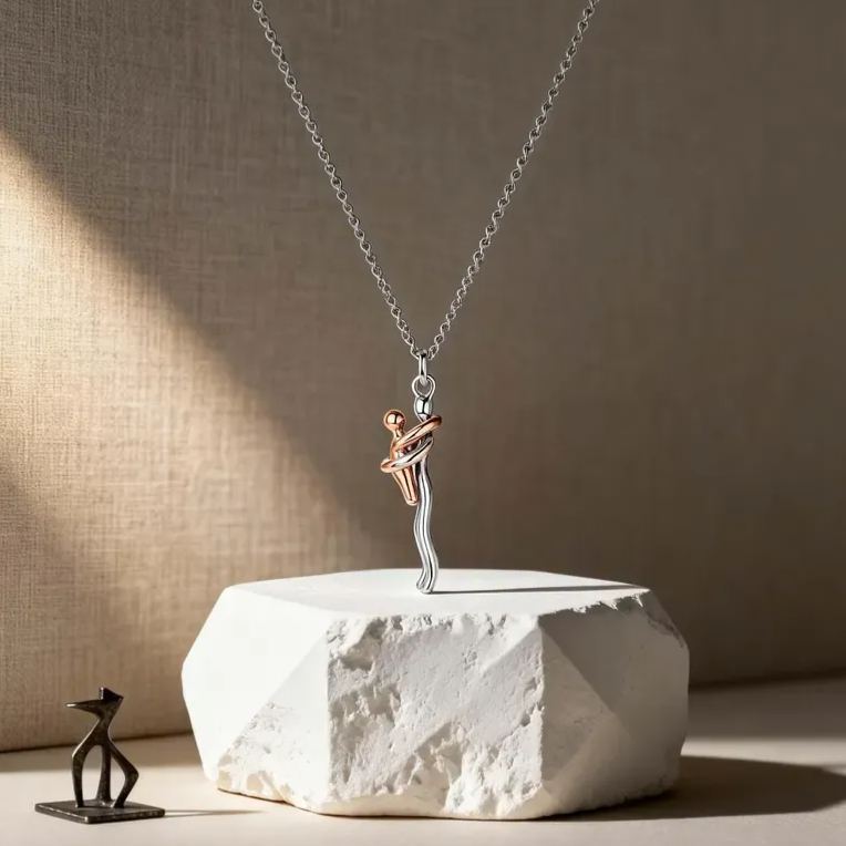 Mother Child Hug Necklace - Two Tone Embrace Pendant Jewelry Gift,Gift for her, Gifts,Mother's Day Gift - MyMoonLampAu