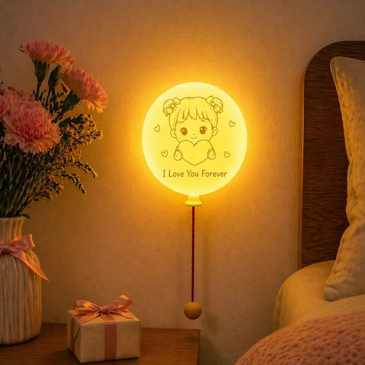 Personalized Balloon Night Light – Custom Name LED Lamp with Soft Glow, Rechargeable Kids & Gift Decor Mother's Day Funny Gift - MyMoonLampAu