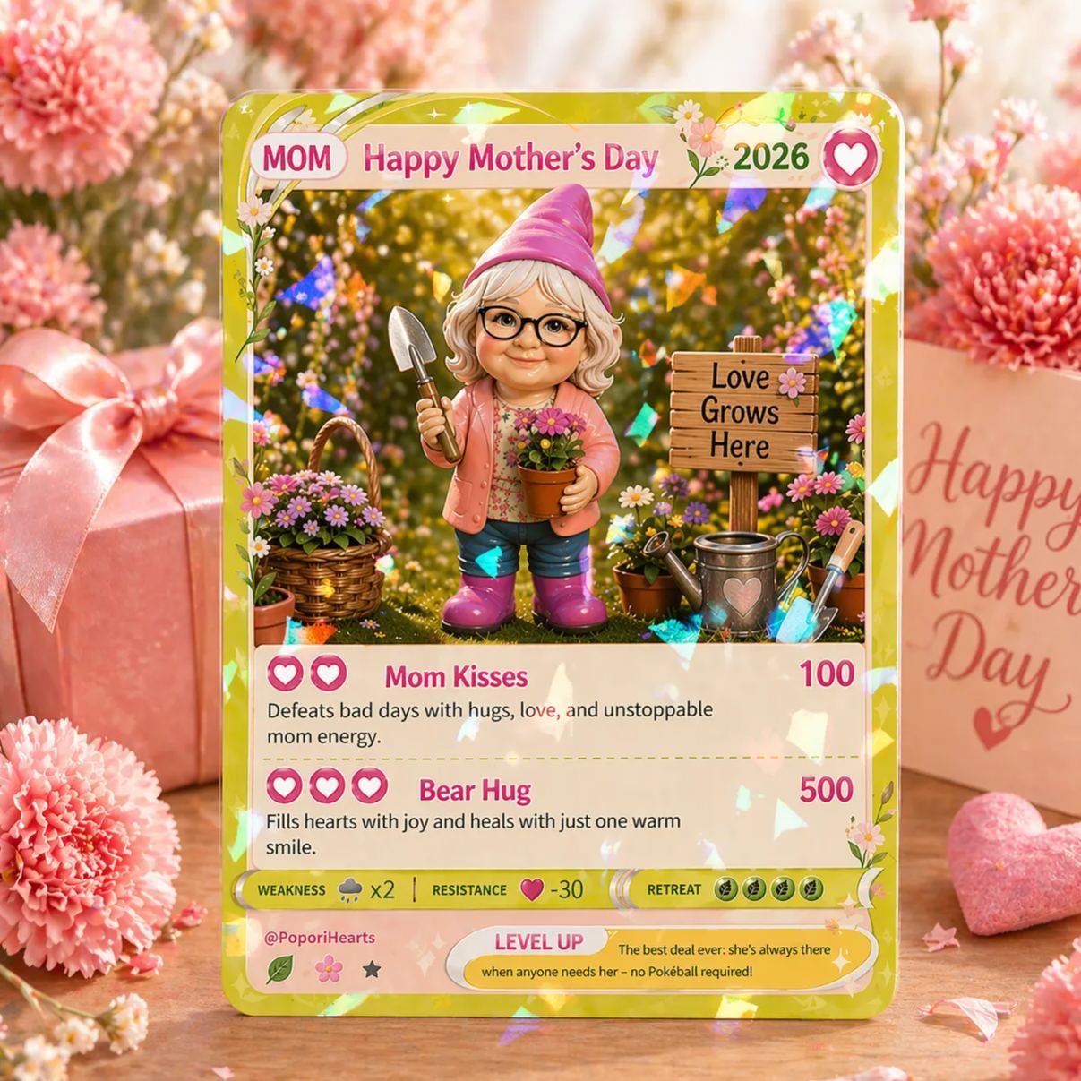 Mother's Day Gifts for Mum Grandma Custom Graden Theme Card, Custom Gift Card, Gift For Mum Custom Poke Present - MyMoonLampAu