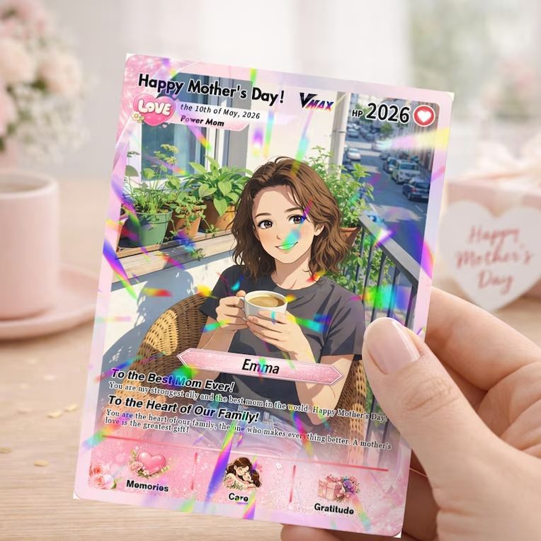 Best Mom Ever Poke Card Personalized Card Gift for Mom Anniversary Card Mother's Day Gift Custom Poke Mom Card with Photo - MyMoonLampAu