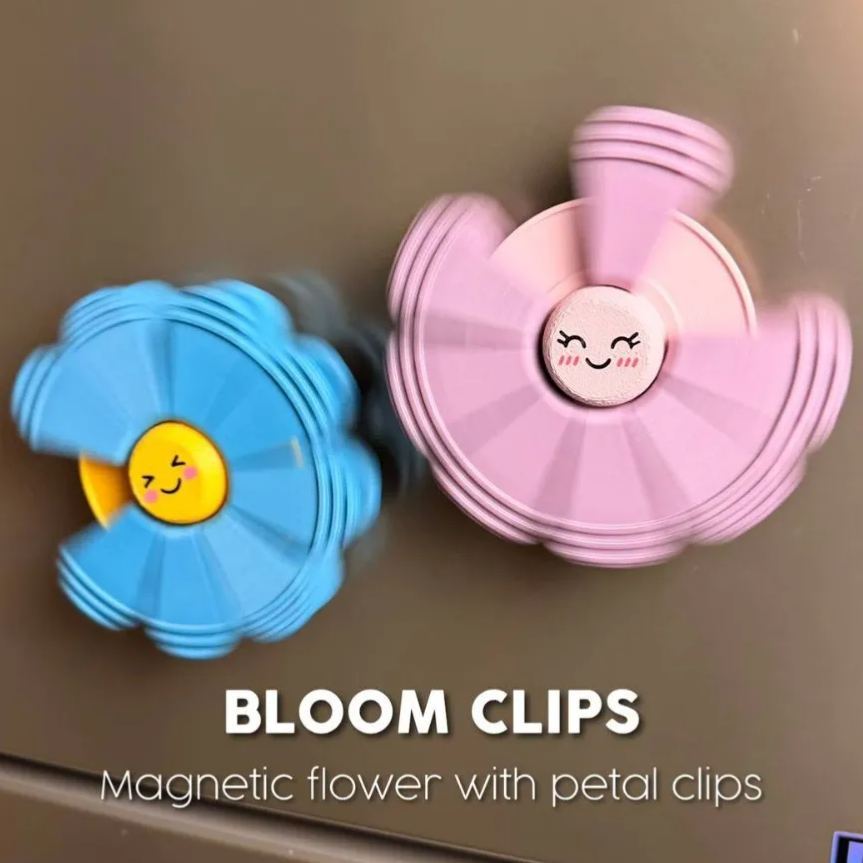 Magnetic Flower With Petal Clips, PLA Fridge Magnet Sealing Clips, Multi-Purpose Food Bag Clips for Kitchen Storage - MyMoonLampAu