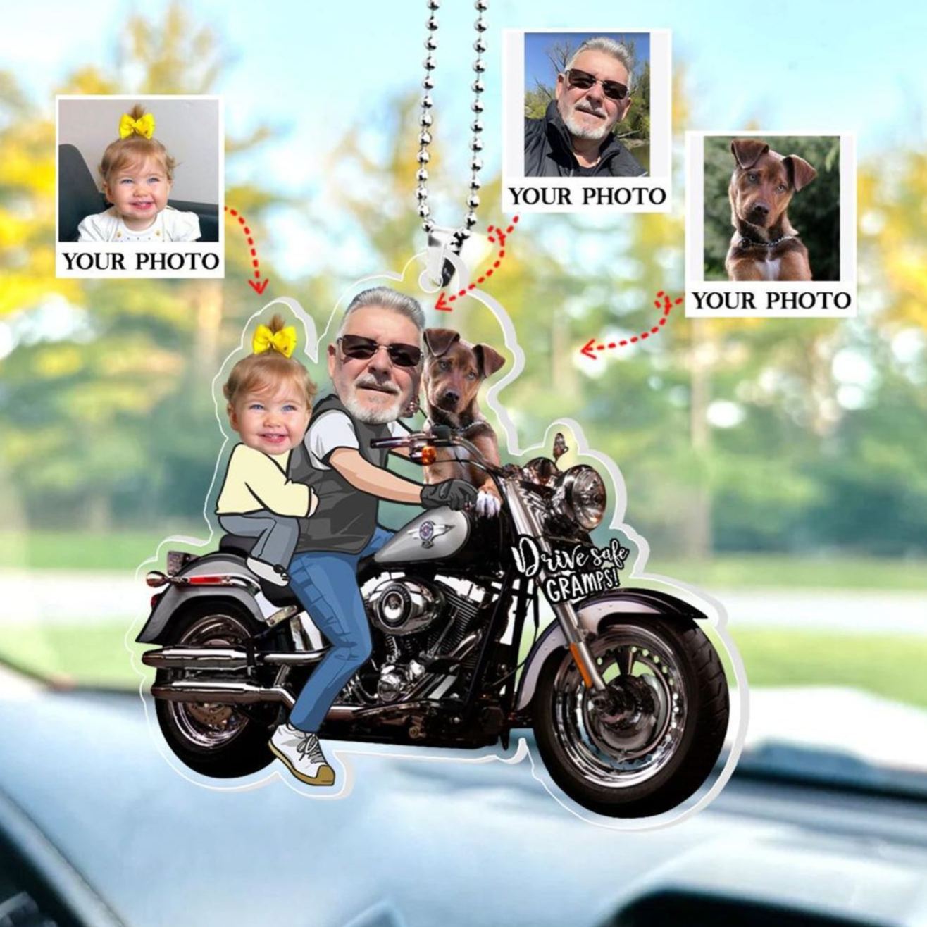 Custom Photo Grandpa Car Ornament Personalized Acrylic Daddy  Fathers Day Ornament Drive Safe Dad Gift - MyMoonLampAu