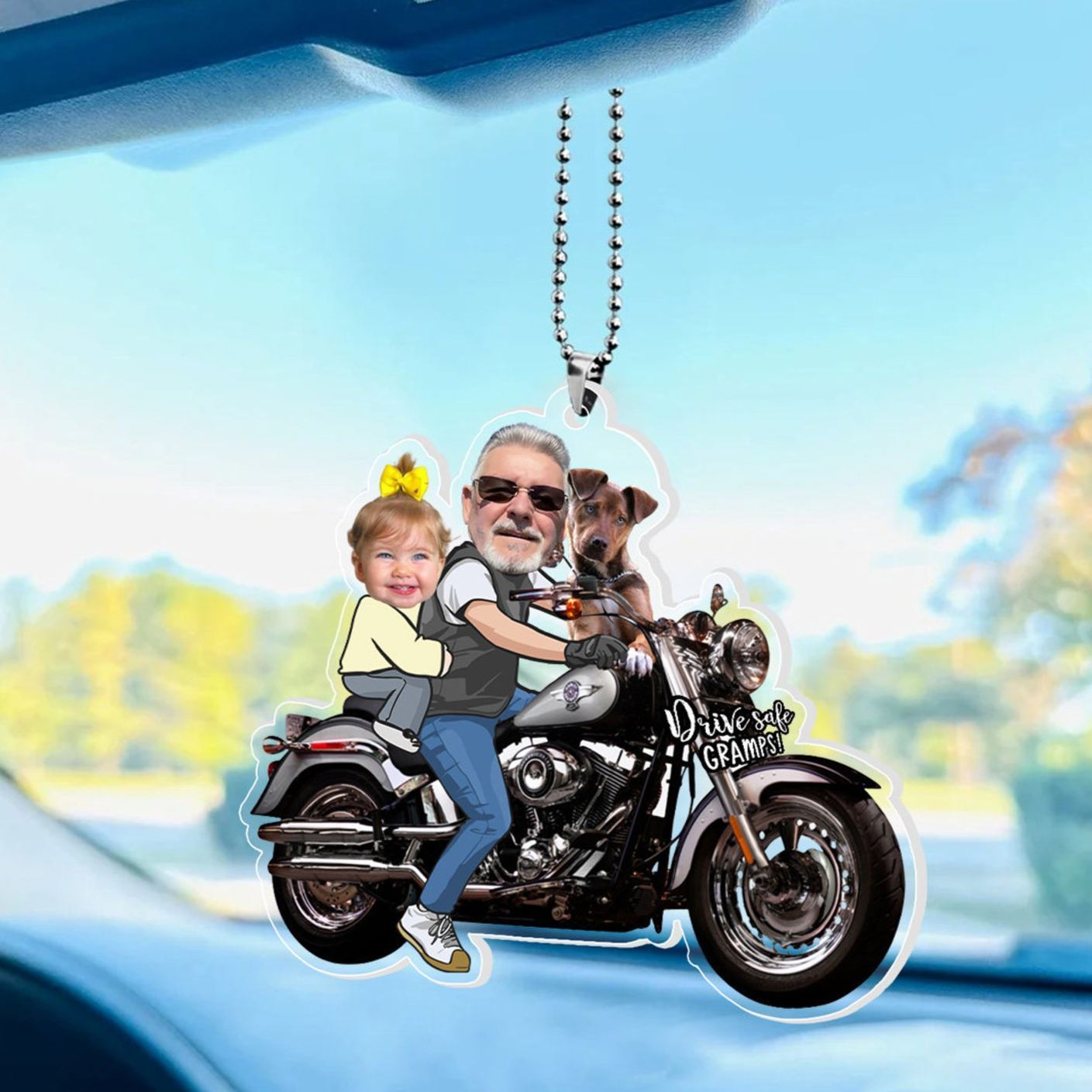 Custom Photo Grandpa Car Ornament Personalized Acrylic Daddy  Fathers Day Ornament Drive Safe Dad Gift - MyMoonLampAu