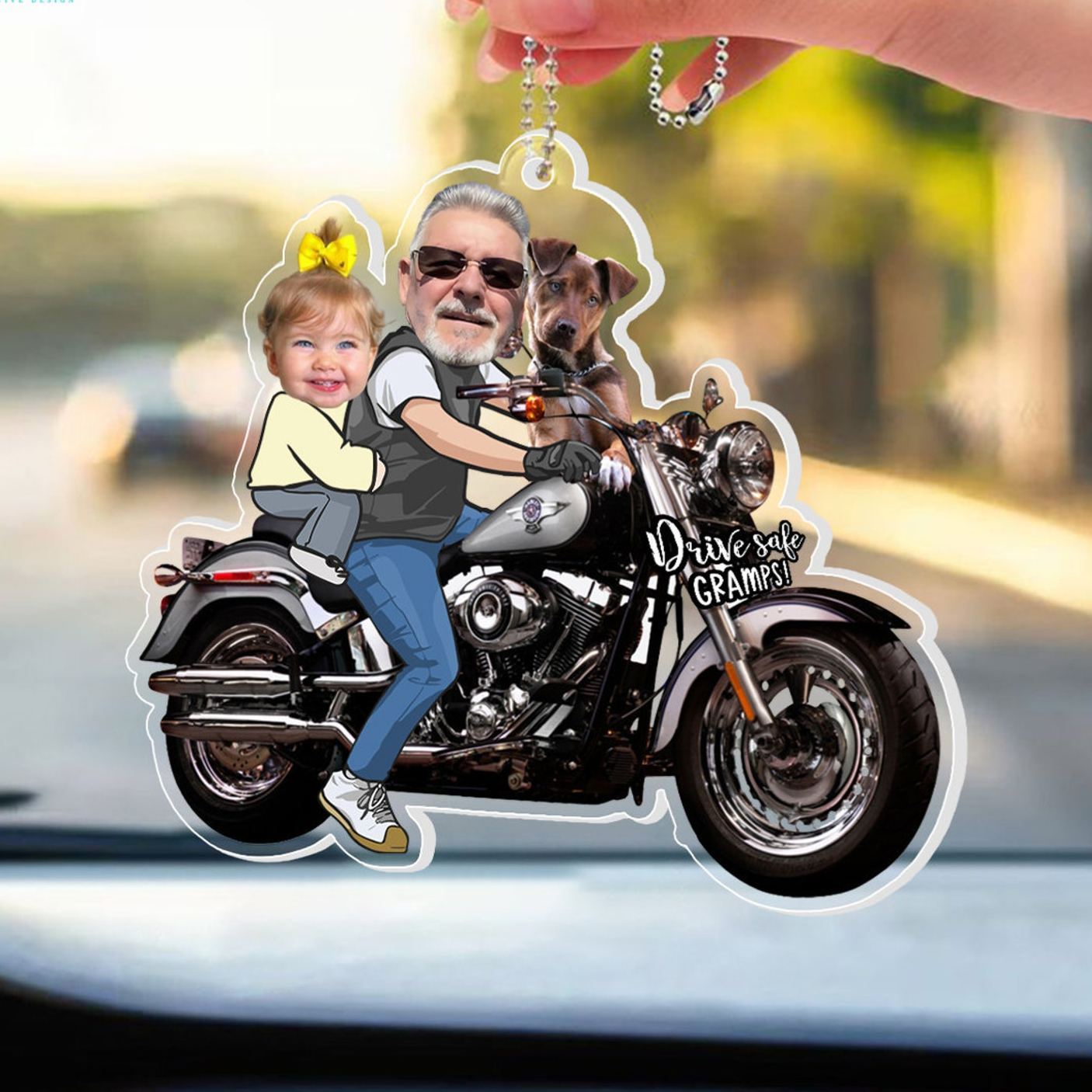 Custom Photo Grandpa Car Ornament Personalized Acrylic Daddy  Fathers Day Ornament Drive Safe Dad Gift - MyMoonLampAu
