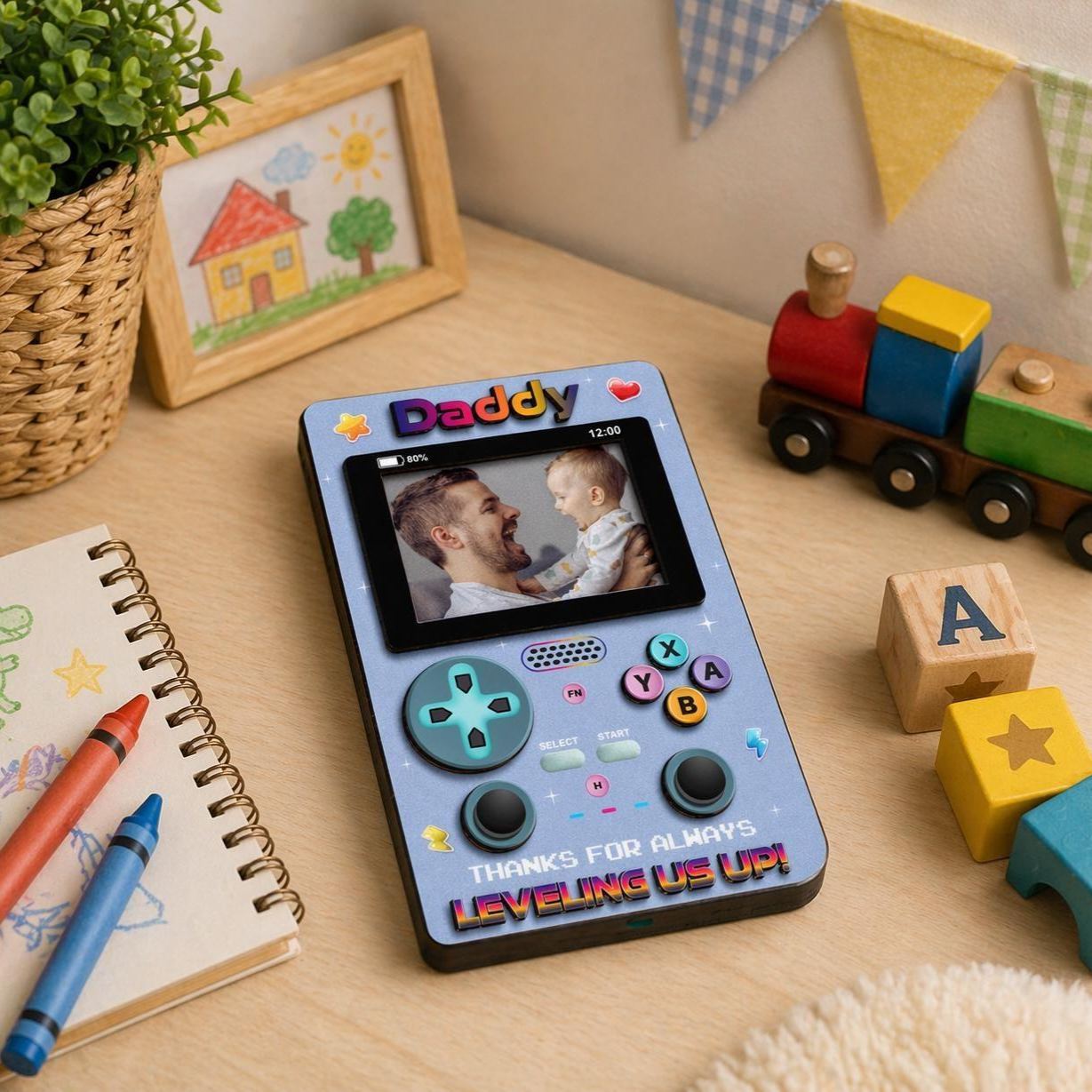 Personalized Father Gamer Photo Magnet Frame, Father's Day Gift, Retro Game Console Photo, Gamer Dad, Dad Gaming Room Decor, Grandpa Photo - MyMoonLampAu
