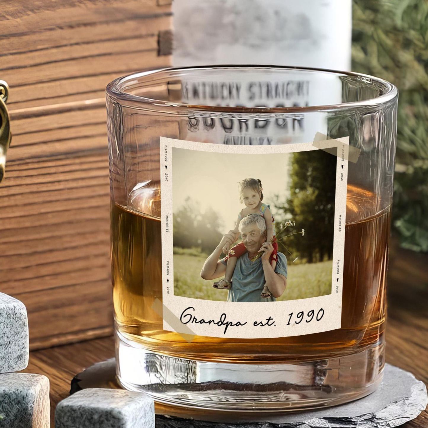 Dad Gifts, Gifts For Dad, Custom Photo Dad Est Whiskey Glass, Grandpa Gift, Dad Glass, Gifts For Him, Portrait Photo Grandpa Glass, New Dad - MyMoonLampAu