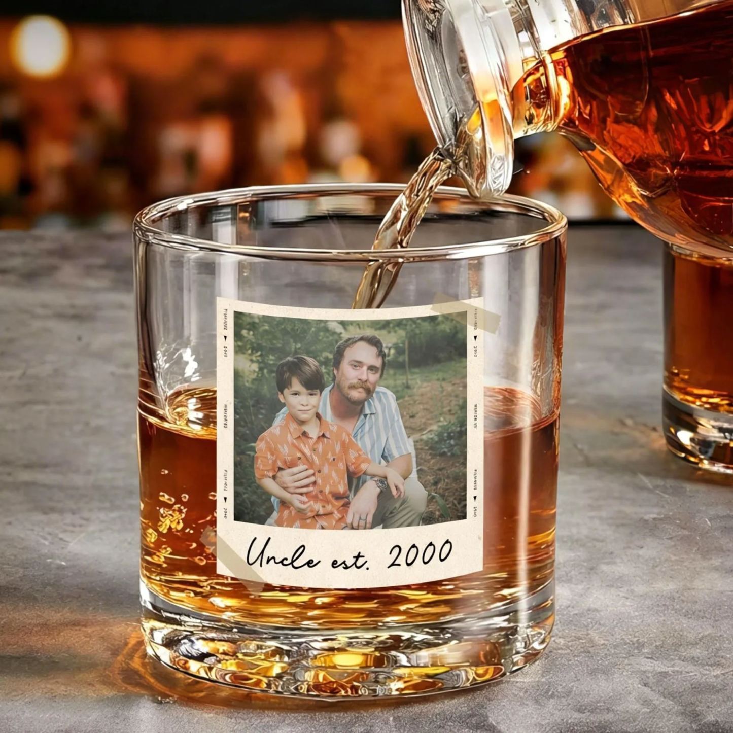 Dad Gifts, Gifts For Dad, Custom Photo Dad Est Whiskey Glass, Grandpa Gift, Dad Glass, Gifts For Him, Portrait Photo Grandpa Glass, New Dad - MyMoonLampAu