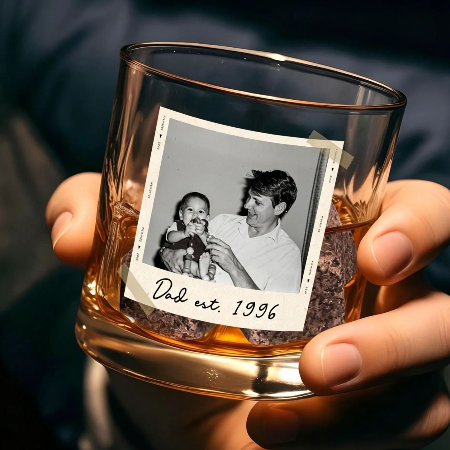 Dad Gifts, Gifts For Dad, Custom Photo Dad Est Whiskey Glass, Grandpa Gift, Dad Glass, Gifts For Him, Portrait Photo Grandpa Glass, New Dad - MyMoonLampAu
