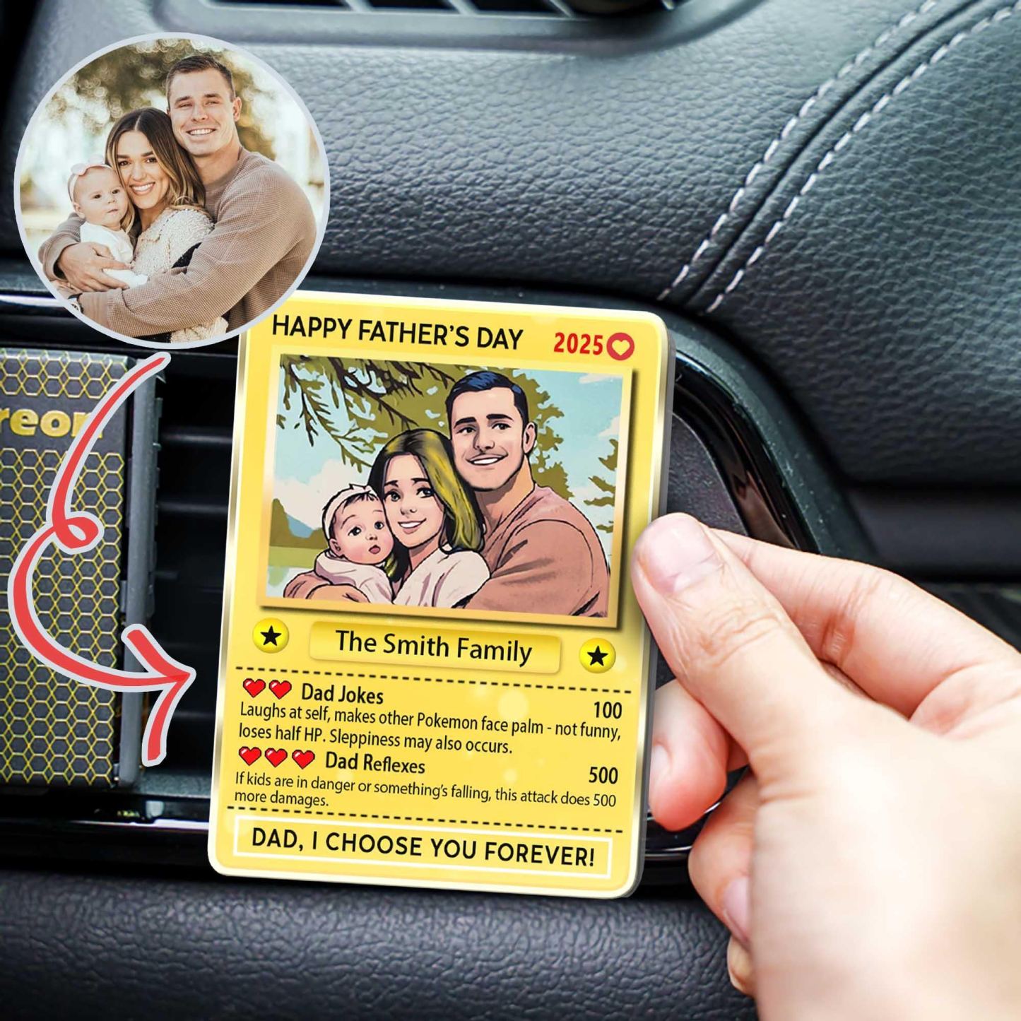 Personalized Father's Day Gift: Car Visor Clip with Photo (Anime Trading Card Style)  Gifts for Gamer Dads - MyMoonLampAu