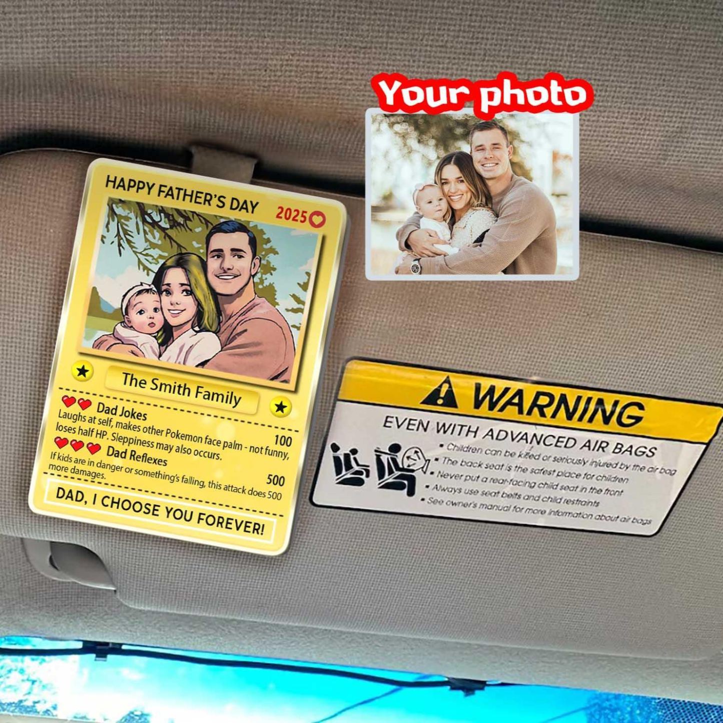 Personalized Father's Day Gift: Car Visor Clip with Photo (Anime Trading Card Style)  Gifts for Gamer Dads - MyMoonLampAu