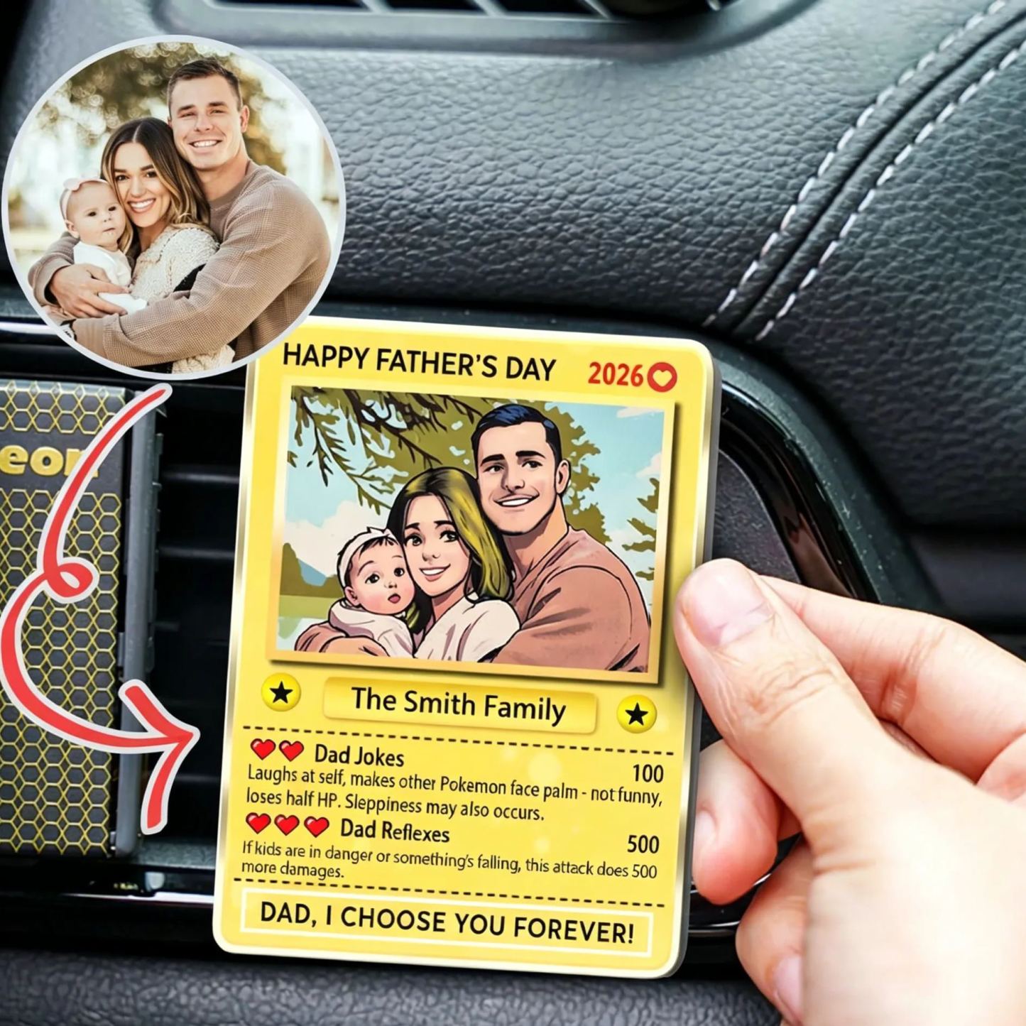 Personalized Father's Day Gift: Car Visor Clip with Photo (Anime Trading Card Style)  Gifts for Gamer Dads - MyMoonLampAu