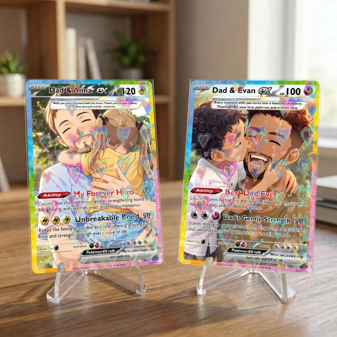 PKM father's Day Card | Custom Photo Art Card | Best Dad Wallet Card | Custom Trading Card Personalized PKM Gift for Dad | Gift From Kids | New Dad Gift - MyMoonLampAu