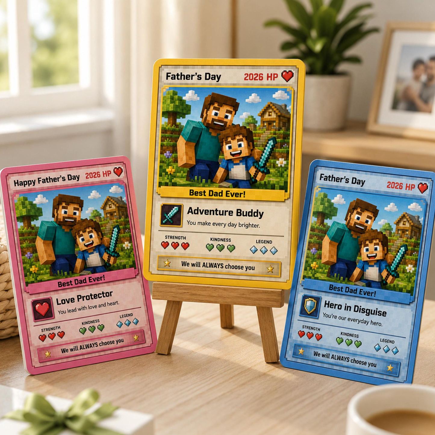 Custom Father's Day Game Card for Dad & Grandpa, Personalized Cartoon Portrait Gift From Kids Keepsake, Father's Day Gift - MyMoonLampAu