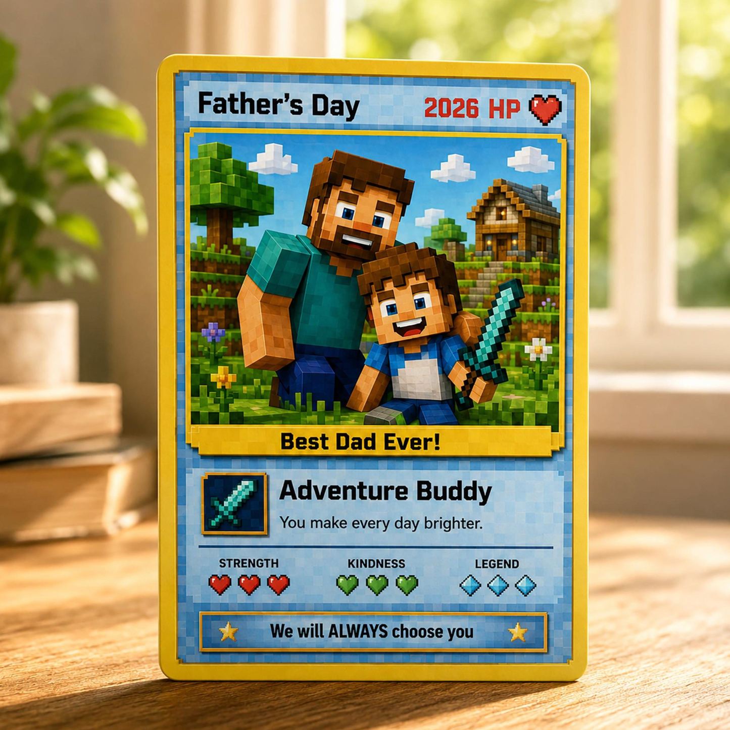 Custom Father's Day Game Card for Dad & Grandpa, Personalized Cartoon Portrait Gift From Kids Keepsake, Father's Day Gift - MyMoonLampAu