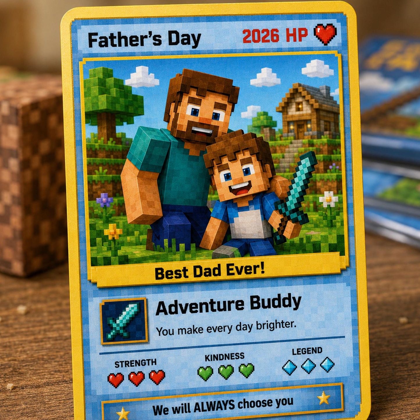 Custom Father's Day Game Card for Dad & Grandpa, Personalized Cartoon Portrait Gift From Kids Keepsake, Father's Day Gift - MyMoonLampAu