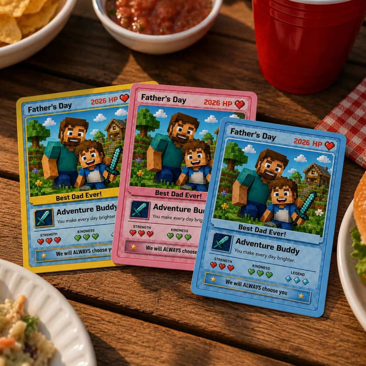 Custom Father's Day Game Card for Dad & Grandpa, Personalized Cartoon Portrait Gift From Kids Keepsake, Father's Day Gift - MyMoonLampAu