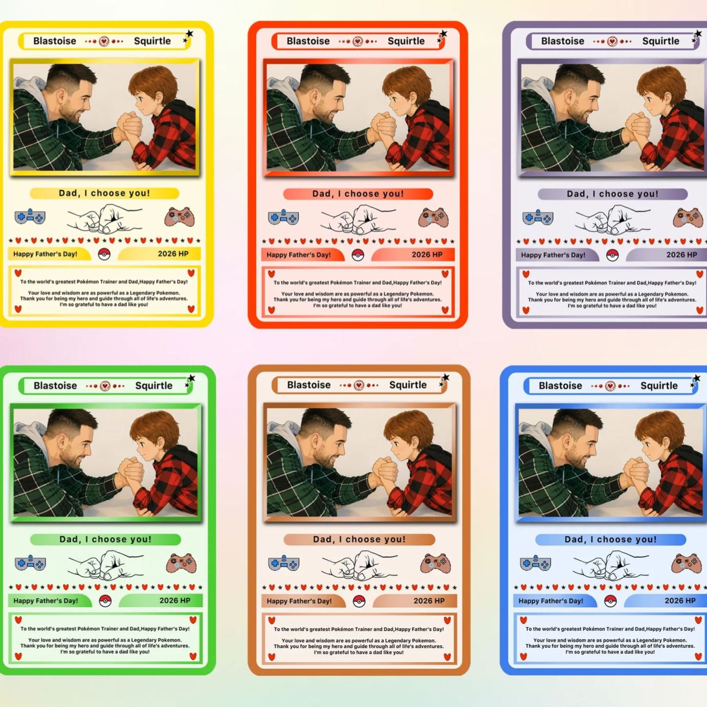 Happy Father’s Day Personalized  Card - Anime Inspired Personalized Pokémon Card for Trainer Dad  Customizable Gift from Supporter, Wife, Son & Daughter - MyMoonLampAu