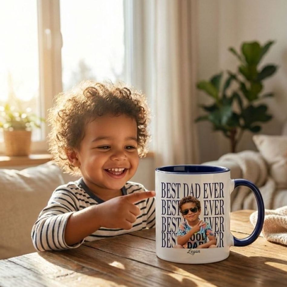Custom Baby Photo Dad Mug,Personalized Best Dad Ever Cup,Father's Day Keepsake,Gift for Dad,Best Dad Ever Mug,Father's Day,New Dad Gift - MyMoonLampAu