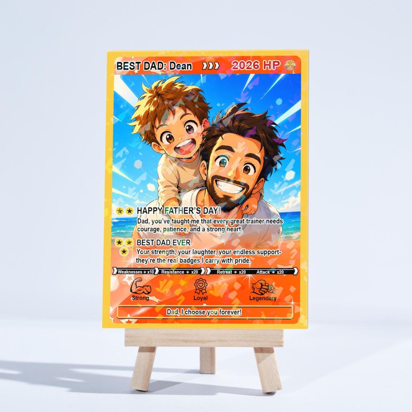 Custom Poke Anime Dad Card, Father's Day Gift For Dad, Personalised Photo Anime Card, Gamer Dad Gifts From Kids, Gift For Husband, Art Card - MyMoonLampAu