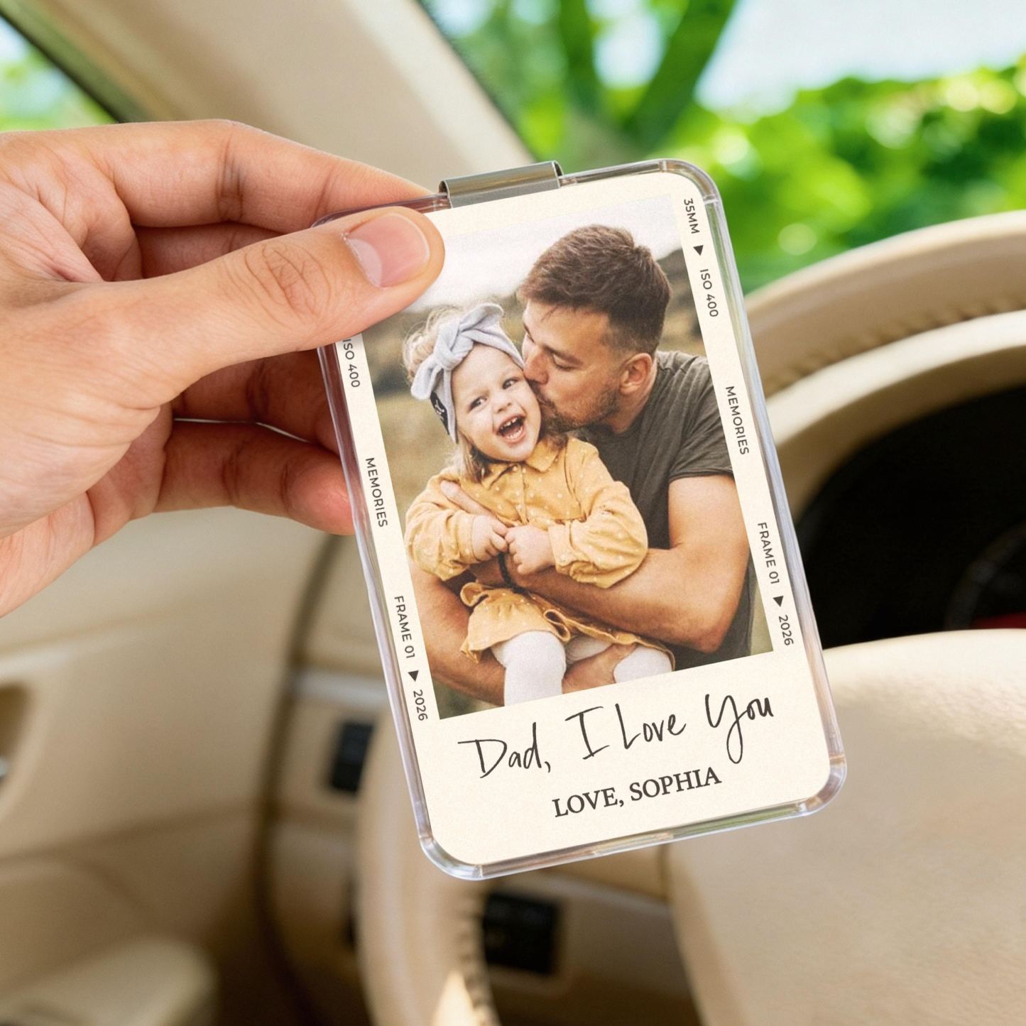 Father's Day Gift for Dad: Car Sun Visor Clip with Photo, Drive Safely, Dad, Car Sun Visor Clip with Photo, Gift for - MyMoonLampAu