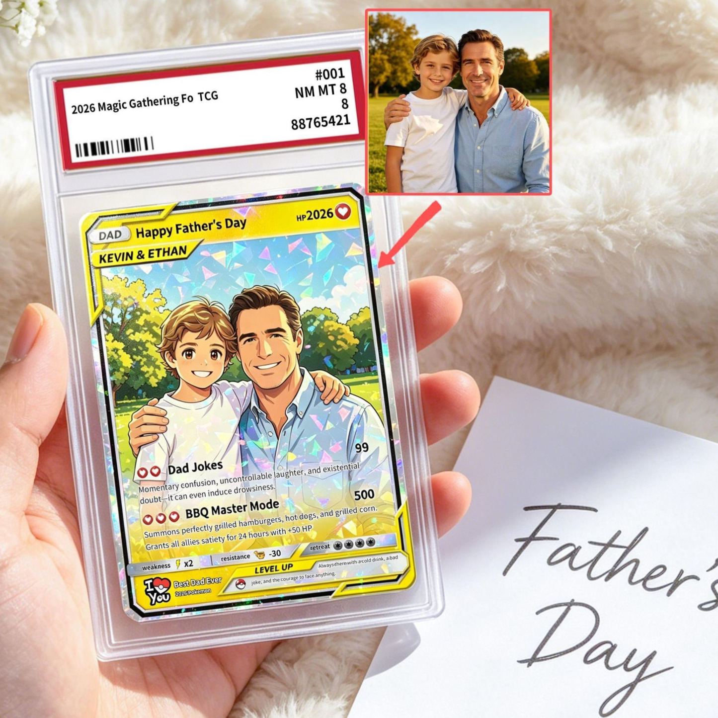 Father's Day Card,Personalised Poker Cards,Custom Photo to Holo Card,Father's Day Gifts for Dad - MyMoonLampAu