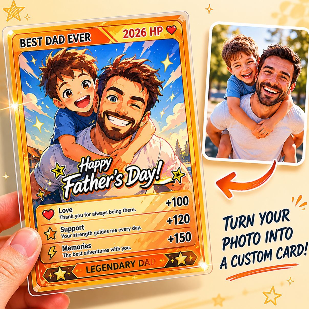 Personalized Super Dad Card – Custom Photo Collectible Card Father’s Day Gift - MyMoonLampAu