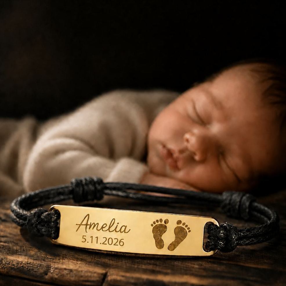 Custom Baby Footprint Bracelet, Father's Day Gift , First Time Dad Gift - MyMoonLampAu