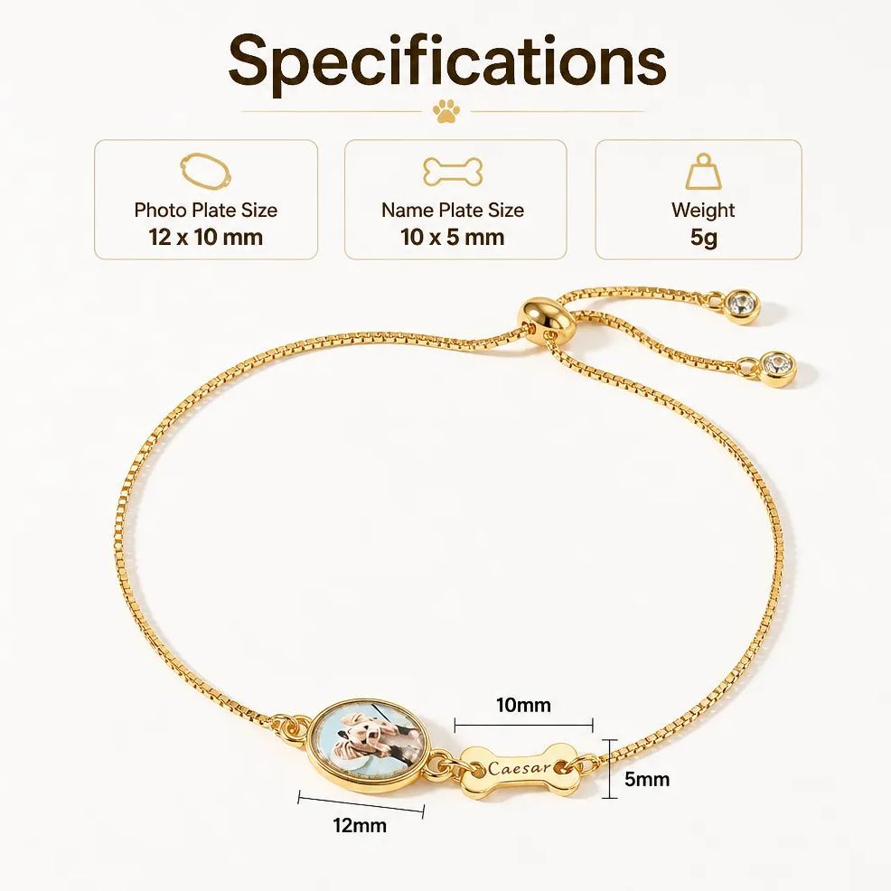 Personalized Pet Photo Bracelet, Custom Name Engraving & Pet Memorial Charm Jewelry, Cat Loss Gift, Remembering Pet - MyMoonLampAu